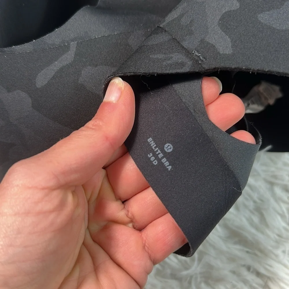 Lululemon Enlite Bra *Zip Front Incognito Camo Multi Grey